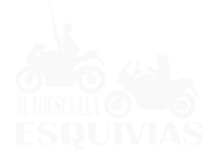 Logo de motos de Autoescuela Esquivias. Don Quijote y Sancho panza en moto.